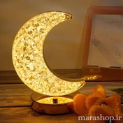 تصویر چراغ خواب کریستال لمسی طرح ماه Bed light