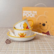 تصویر ست تک نفره دیزنی طرح پو سفید لبه زرد کد003328 