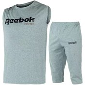 تصویر 43899 ست رکابی و شلوارک مردانه آستین حلقه ای Reebok ساده یقه گرد 