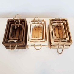 تصویر جعبه چوبی دسته طنابی سه عددی 