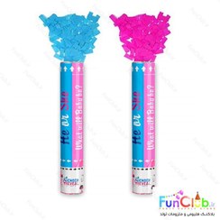 تصویر کاغذپاش تعیین جنسیت با محتویات انتخابی (آبی یا صورتی) 