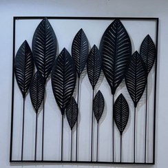 تصویر دیوارکوب برگ گندمی مشکی فلزی 