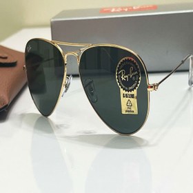 تصویر عینک آفتابی ریبن RayBan خلبانی اورجینال مدل 3025 شیشه سبز فریم طلایی کد 280 