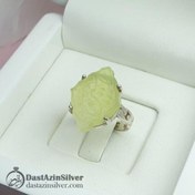 تصویر انگشتر نقره زنانه عقیق سبز خطی یا حسین 