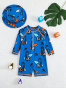 تصویر ست دو تکه مایو به همراه کلاه نوزادی طرح کوآلا دریایی اورجینال برند shein ضد کلر و حساسیت مناسب ۶ تا ۳۶ ماه 