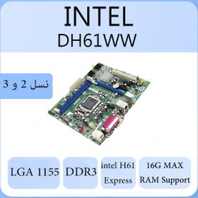 تصویر مادربورد LGA1155 DDR3 اینتل INTEL DESKTOP BOARD DH61WW به همراه پنل (استوک) مدل DH61WW