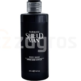 تصویر شامپو بدن شاداب کننده مردانه مدل Shield Man حاوی آمینو اسید 225میل فارماسی Farmasi Body Wash Shield Man 225ml