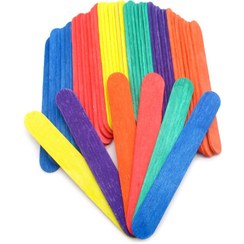 تصویر چوب بستنی چوب بامبو پهن 50 تایی رنگی 15 سانت 