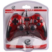 تصویر دسته بازی تک شوک دار XP-Product مدل XP-M215M رنگ قرمز سیمی گارانتی سلامت فیزیکی 