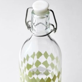 تصویر بطری با درپوش شیشه شفاف/ زرد روشن 0.5 لیتری ایکیا مدل IKEA KORKEN IKEA KORKEN Bottle with stopper clear glass/patterned light yellow 0.5 l