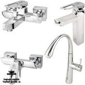 تصویر ست شیرآلات بهداشتی قهرمان مدل موج کروم 