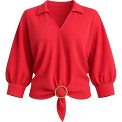 تصویر بلوز آستین بلند یقه برگردان زنانه مدل آماندیس AM207 