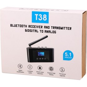 تصویر فرستنده و گیرنده بلوتوث صدا و مبدل صدای دیجیتال به آنالوگ مدل T38 T38 BLUETOOTH RECEIVER AND TRANSMITTER & AUDIO DIGITAL TO ANALOG