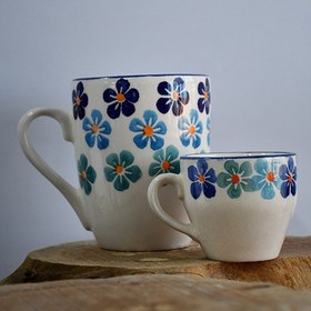 تصویر ماگ طرح شکوفه آبی 