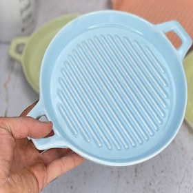 تصویر گریل رنگی گرد جنس چینی _ قابل استفاده فر و مایکروفر