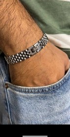 تصویر دستبند رولکس مشکی استیل 