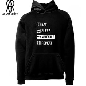 تصویر هودی ورزشی فشن لاین کشتی مشکی/سفید | آرنا اسپورتر Buy Fashion Line Wrestling Hoodie Black/White - Arenasporter.ir