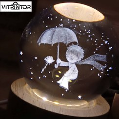 تصویر چراغ خواب گوی کریستالی طرح شازده کوچولو قطر ۶ سانت 