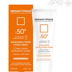 تصویر ضد آفتاب رنگی درماتیپیک مدل HYDRA رنگ بژ طبیعی مناسب پوست نرمال و خشک DERMATYPIQUE SUNSCREEN TINTED HYDRA SPF50 - NATURAL BEIGE