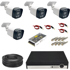 تصویر پک 4 کانال دوربین مداربسته 2 مگاپیکسل دید در شب رنگی AHD مدل b3223 CCTV AHD 8ch 2mp Warmlight b3223 Package