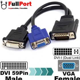 تصویر مبدل (59Pin)DVI به VGA DMS-59 DVI(59Pin) to Dual VGA Splitter Converter