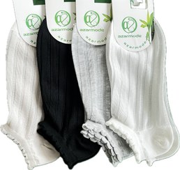 تصویر جوراب نخی شیشه ای زنانه طرح راه راه رنگبندی 