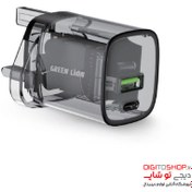 تصویر آداپتور شفاف 33 وات گرین Green transparent wall charger 33w 