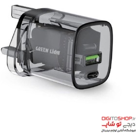 تصویر آداپتور شفاف 33 وات گرین Green transparent wall charger 33w 