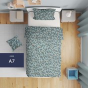 تصویر سرویس لحاف روتختی دکوتین، کد A7 - دورو طرح جنس تترون کتان نخ - ۴ تکه : لحاف روتختی + رویه تشک ‌کش‌دوزی + روبالشی + کوسن