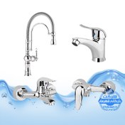 تصویر ست شیرآلات قهرمان مدل بیزانس رنگ کروم 