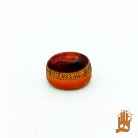 تصویر سنگ عقیق سرخ سلیمانی طبیعی با حکاکی ماشاالله صغیر (خط کوفی) 