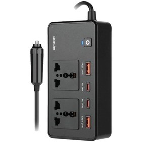 تصویر اینورتر فندکی خودرو گرین لاین مدل GC-200 توان 200 وات Greenline car cigarette lighter inverter GC-200 power 200W