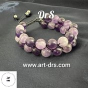 تصویر دستبند آمیتیست دو ردیفه و حدید 