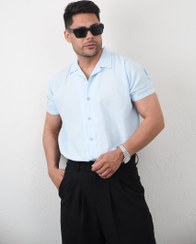 تصویر پیراهن مردانه آستین کوتاه لینن ساده 