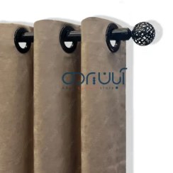 تصویر پرده مخمل دیزاین ساده رنگ طوسی تیره کد 423 مجموعه 2عددی 