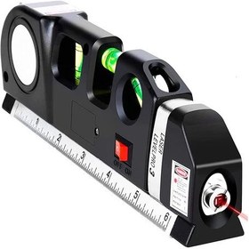 تصویر تراز لیزری چند منظوره Qooltek با نوار اندازه گیری Line 8ft+ Laser Level Line Tool, Qooltek Multipurpose Cross Line Laser 8 feet Measure Tape Ruler Adjusted Standard and Metric Rulers for hanging pictures