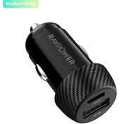 تصویر شارژر فندکی راوپاور مدل RP-VC1016 RavPower RP-VC1016 PD 20W 2-Port Car Charger