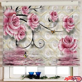 تصویر پرده زبرا تصویری گل رز سرخابی کد 3DF-100 
