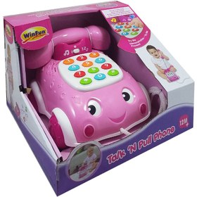 تصویر تلفن چرخ دار کشیدنی صورتی 006630 وین فان Winfun 