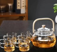 تصویر قوری پیرکس دسته بامبو ۱۰۰۰ میل 