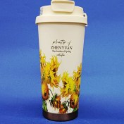 تصویر تراول ماگ فانتزی طرح گل مدل دوحالته | کالکشن The Garden of Spring، استیل ۳۱۶، ظرفیت ۵۳۰ میل 