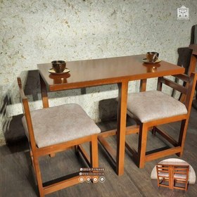 تصویر میز و صندلی چوبی ناهار خوری کمجا 2 نفره مربع مستطیل 