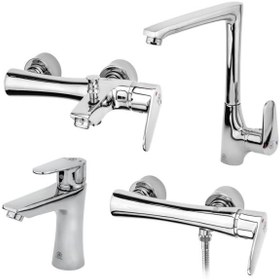 تصویر ست شیرآلات قهرمان مدل باران Ghahraman Bath Faucet Baran Model