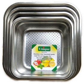 تصویر لگن استیل مربع یونیک سایز ۳۰ Unique square steel