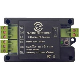 تصویر گیرنده زاگرس الکترونیک مدل 2 کاناله کد ZE-RC2-433M01 