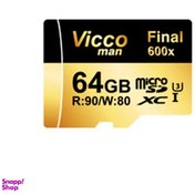 تصویر کارت حافظه Microsdxc ویکومن (Vicco Man) مدل Final 600X Uhs-I U3 سرعت 90Mbps ظرفیت 64 گیگا بایت همراه با آداپتور Sd 