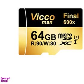 تصویر کارت حافظه Microsdxc ویکومن (Vicco Man) مدل Final 600X Uhs-I U3 سرعت 90Mbps ظرفیت 64 گیگا بایت همراه با آداپتور Sd 