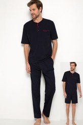 تصویر ست پیژامه مردانه فاق نرمال آستین کوتاه راسته | پیر کاردین Pierre Cardin PC-VCCCLXX 