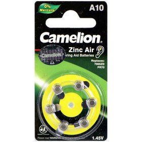 تصویر باتری سمعک کملیون ZincAir مدل A10 بسته 6 عددی ا Camelion ZincAir A10 Hearing Aid Battery Pack of 6 Camelion ZincAir A10 Hearing Aid Battery Pack of 6