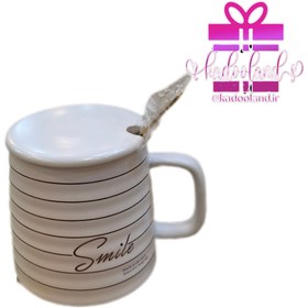 تصویر ماگ خطی اسمایل - سفید 